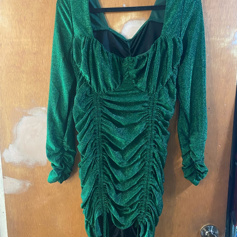 Sweetheart Neck, DrawString Front, Glitter, Bodycon Dress